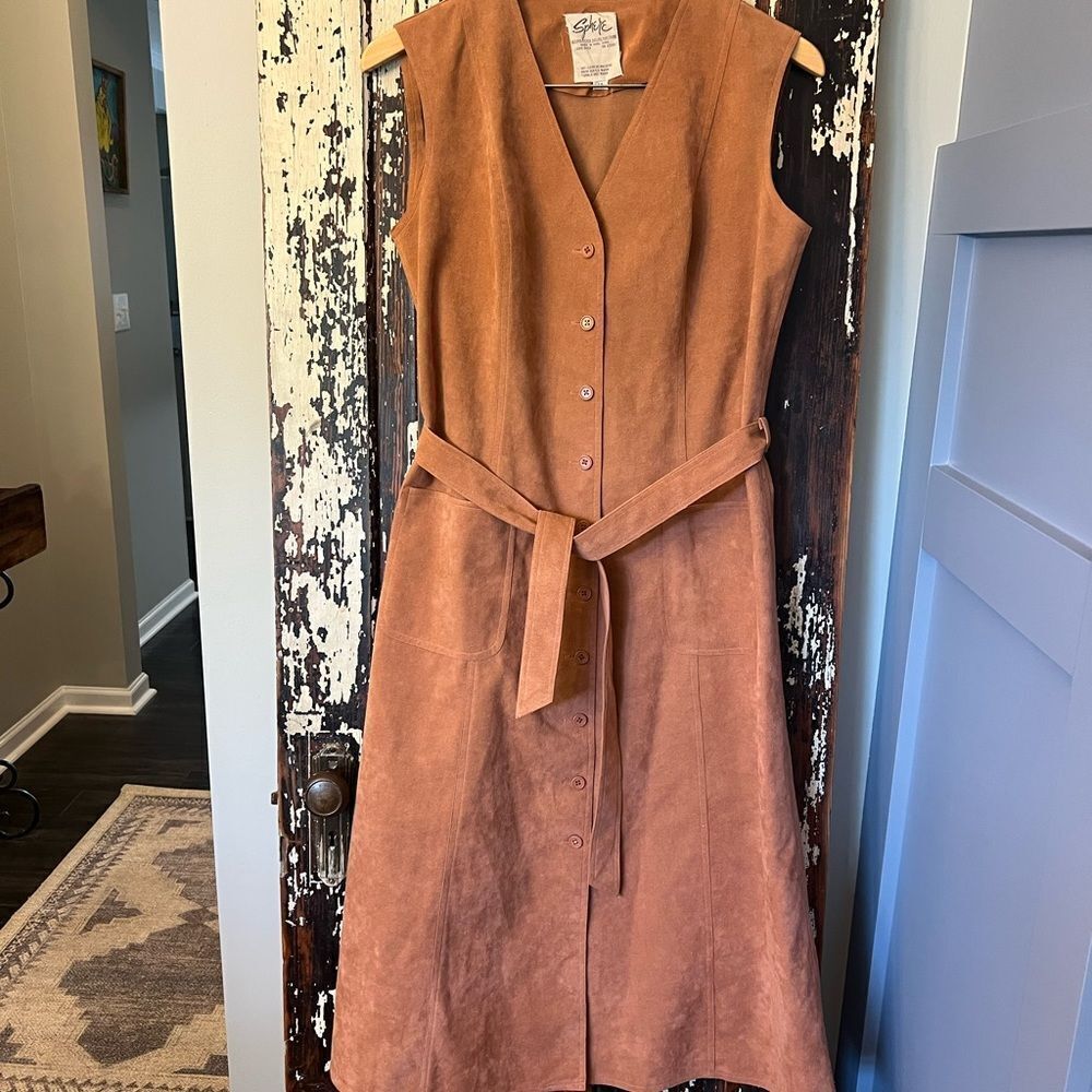 Vintage Sphere suede like Sleeveless Button Down size 14. Dress